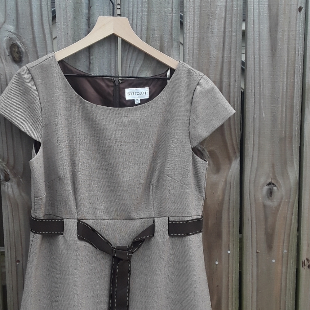Studio 1 Brown Sheath Dress - Size 12 - Picture 4 of 7